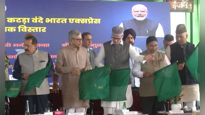 India News | Union Minister Ashwini Vaishnaw Flags off Extended Vande Bharat Express, Boosting Capacity for Jammu-Srinagar Rail Line