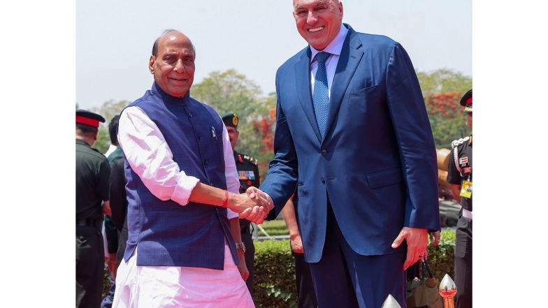 World News | Defence Minister Rajnath Singh and His Italian Counterpart Guido Crosetto Hold Wide Ranging Talks, Discuss West Asia Situation