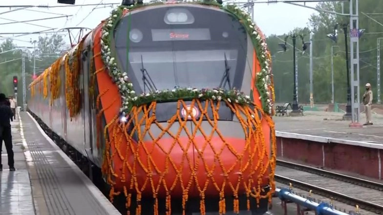 India News | First Vande Bharat Train from Jammu Reaches Srinagar's Nowgam Station