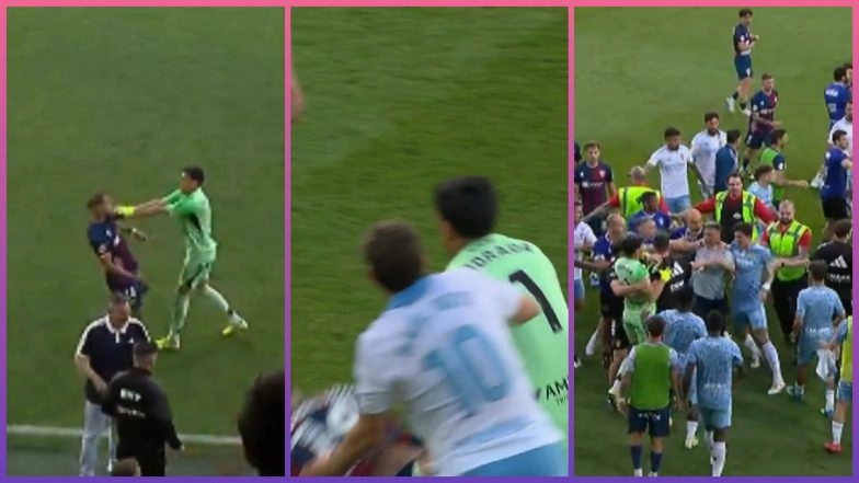 La Liga 2 Fight Video: Zaragoza Goalkeeper Esteban Andrada Punches Huesca Captain Jorge Pulido