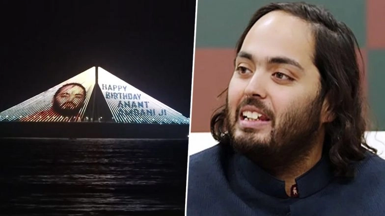 Viral Video Shows Mumbai’s Iconic Sea Link Lit Up Ahead of Anant Ambani’s 31st Birthday