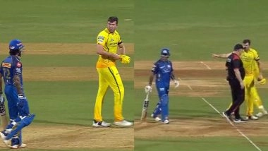 Tilak Varma and Jamie Overton Engage in Heated Exchange During MI vs CSK IPL 2026 El Clasico, Video Goes Viral
