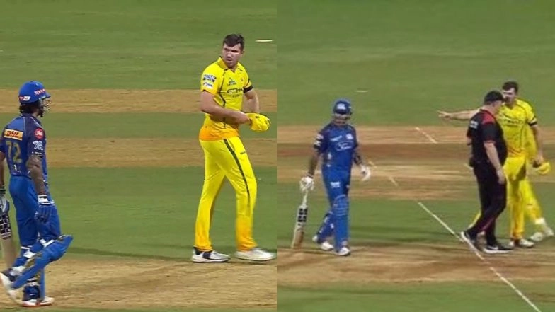 Tilak Varma and Jamie Overton Engage in Heated Exchange During MI vs CSK IPL 2026 El Clasico, Video Goes Viral
