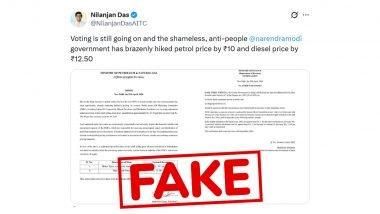 Did Centre Hike Petrol and Diesel Prices During Final Hours of West Bengal Election? Govt Debunks Fake Viral Order