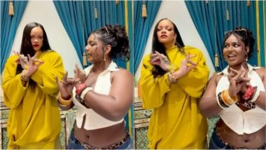 Rihanna Tries Bharatanatyam in Mumbai With Indian Model and Rapper Nejm; Video of Singer Learning Mudras and Expressions Goes Viral (Watch)