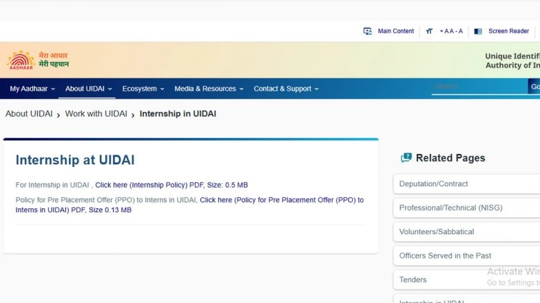 UIDAI Bengaluru Invites Applications for 6-Month Tech Internship