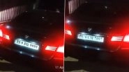 Hyderabad BMW Number Plate Scam: Driver Caught Using High-Tech Device To Evade Traffic Challans During Night Police Check (Watch Video) Hyderabad BMW Number Plate Scam: Driver Caught Using High-Tech Device To Evade Traffic Challans During Night Police Check (Watch Video)