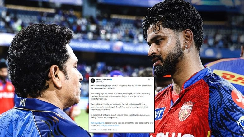 Sachin Tendulkar Praises Shreyas Iyer For Pulling Off Relay Catch During MI vs PBKS IPL 2026 Match