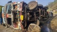 Andhra Pradesh Road Accident: Rice-Laden Lorry Overturns on Odisha Ghat Road in Parvathipuram Manyam, Traffic Hit for 7 KM