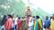 Kedarnath Yatra Begins As Panchmukhi Doli Departs From Omkareshwar Temple; Thousands Join Sacred Journey (Watch Videos)