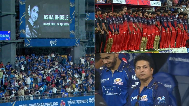 MI, RCB Players Observe Minute's Silence and Wear Black Armbands As Tribute To Asha Bhosle (Watch Video)