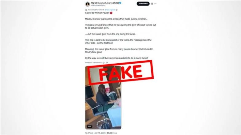 Video of Instagram Influencer and Husband Goes Viral With Fake Claims of &lsquo;PM Narendra Modi&rsquo; Receiving Face Massage From Woman