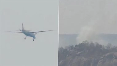 Chhattisgarh ‘Plane Crash’: Private Jet ‘Crashes’ Into Hillside in Jashpur, Video Shows Thick Cloud of Smoke Emerging