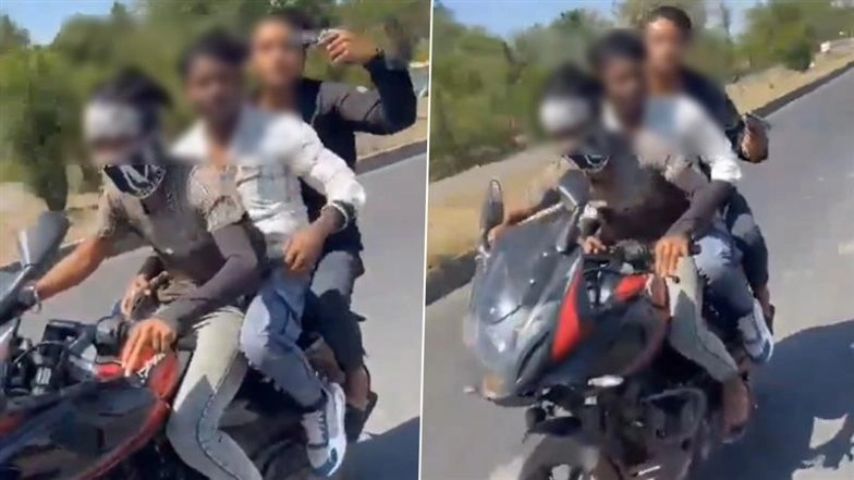 Mauganj Accident: 3 Youths Killed As Speeding Bike Rams Trailer While Filming Reel In MP, Shocking Video Surfaces