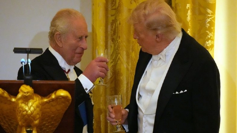 &lsquo;You&rsquo;d Be Speaking French&rsquo;: King Charles III Playfully Roasts Donald Trump With Historical Jab at White House State Dinner (Watch Video)