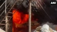 Noida Fire: Massive Blaze Engulfs Scrap Godown in Sector 115 Sorkha, Thick Smoke Triggers Panic (Watch Video)