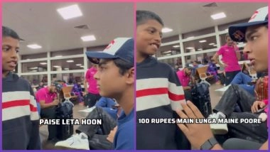 Vaibhav Sooryavanshi Viral Video: RR Prodigy Pranks Young Fans with '100 Rupee' Photo Fee