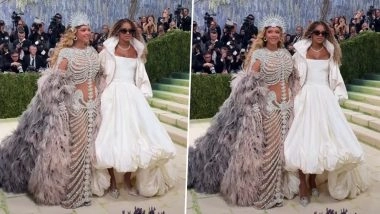 Beyonce Returns to Met Gala After a Decade With Daughter Blue Ivy; Queen Bey Stuns in Diamond Skeleton Look (Watch Videos)