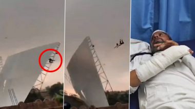 Shocking Viral Video From Bareilly Shows Man Hurled 50 Feet Into Air Amid Powerful Dust Storm in Uttar Pradesh