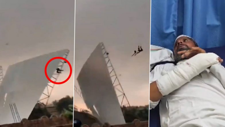 Shocking Viral Video From Bareilly Shows Man Hurled 50 Feet Into Air Amid Powerful Dust Storm in Uttar Pradesh