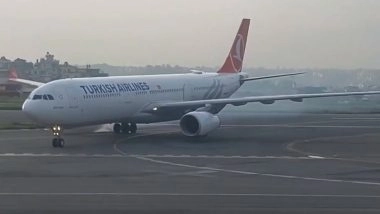 Turkish Airlines Plane TK726 Catches Fire After Tyre Blaze at Tribhuvan Airport in Kathmandu; All 289 Passengers Safely Evacuated (Watch Video)