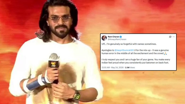 Ram Charan Apologises to Jasprit Bumrah After Calling Him a Footballer in Viral Video, Blames 'Human Error'