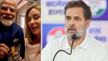 PM Modi Is Busy Eating &lsquo;Melody&rsquo; With Giorgia Meloni: Rahul Gandhi Slams PM Narendra Modi Over NEET UG Cancellation, Fuel Hikes and Scarcity (Watch Video)