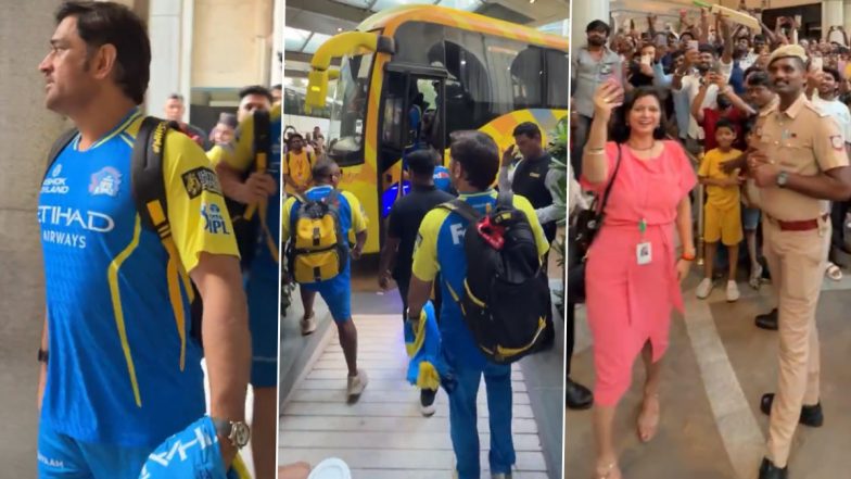 MS Dhoni Travels to Chepauk for CSK vs SRH Match, Fans Gather Outside Team Hotel (Watch Video)