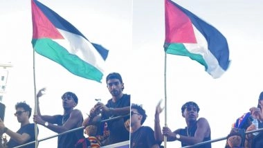 Lamine Yamal Waves Palestinian Flag During Barcelona La Liga Title Parade (Watch Video)