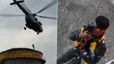 UP Youths Scale Water Tank for Social Media Reel, Ladder Breaks; IAF Helicopter Rescues Them (Watch Video)