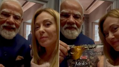 PM Narendra Modi Gifts &lsquo;Melody&rsquo; Chocolates to Giorgia Meloni During Italy Visit; &lsquo;Melodi&rsquo; Moment Video Goes Viral