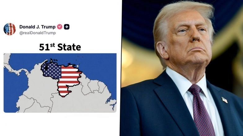 Donald Trump Shares &lsquo;51st State&rsquo; Venezuela Graphic As Marco Rubio&rsquo;s Nike Tracksuit Similar to One Worn by Nicholas Maduro Sparks Online Buzz (See Pics)