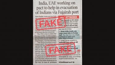 MEA Issues &lsquo;Fake News Alert&rsquo;, Debunks Evacuation Claim Through Fujairah Port for Indian Nationals Abroad
