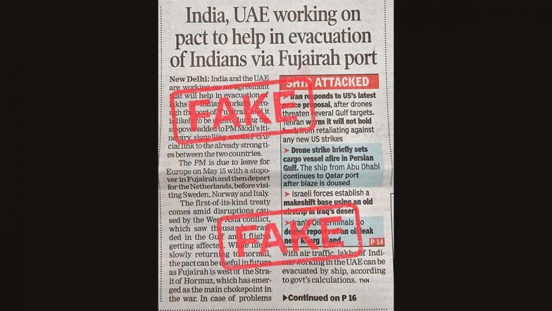 MEA Issues &lsquo;Fake News Alert&rsquo;, Debunks Evacuation Claim Through Fujairah Port for Indian Nationals Abroad