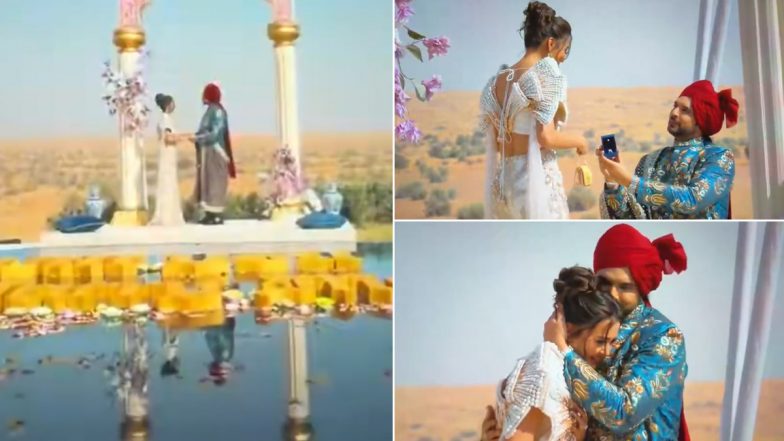 It&rsquo;s Official! Karan Kundrra Proposes to Tejasswi Prakash on &lsquo;Desi Bling&rsquo; After 4 Years of Dating; Couple&rsquo;s Cute Moment Goes Viral (Watch Video)