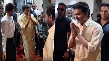 Tamil Nadu CM Vijay Ditches Suit-Pant Look, Wears Traditional Mundu and Shirt at Manager Jagadish Palanisamy&rsquo;s Housewarming Ceremony (Watch Video)