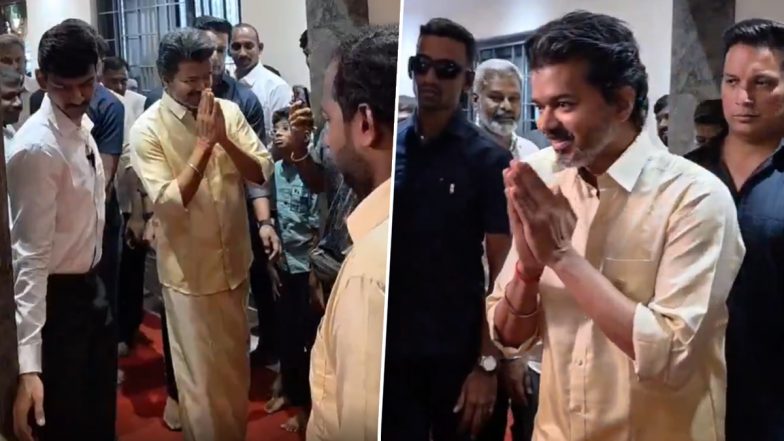 Tamil Nadu CM Vijay Ditches Suit-Pant Look, Wears Traditional Mundu and Shirt at Manager Jagadish Palanisamy&rsquo;s Housewarming Ceremony (Watch Video)