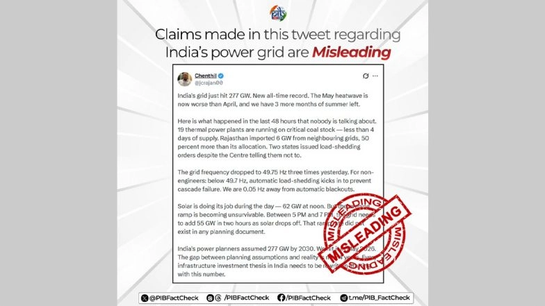 PIB Fact Check Debunks &lsquo;Misleading&rsquo; Power Crisis Claims, Says Grid Stable and Demand Fully Met