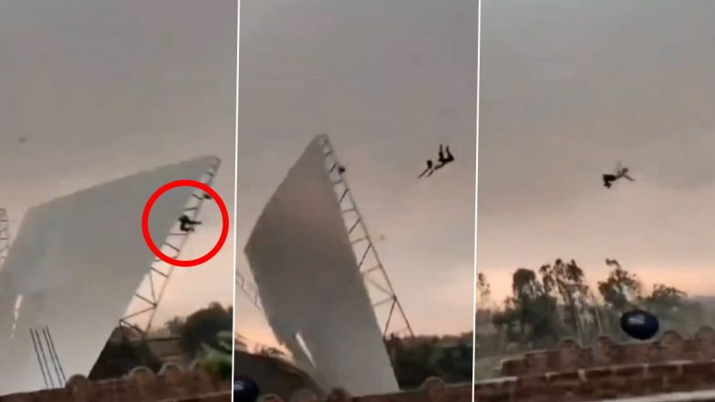 UP Man Lifted 50 Feet Into Air by Violent Storm While Clinging to Tin Shed in Bareilly, Video Goes Viral