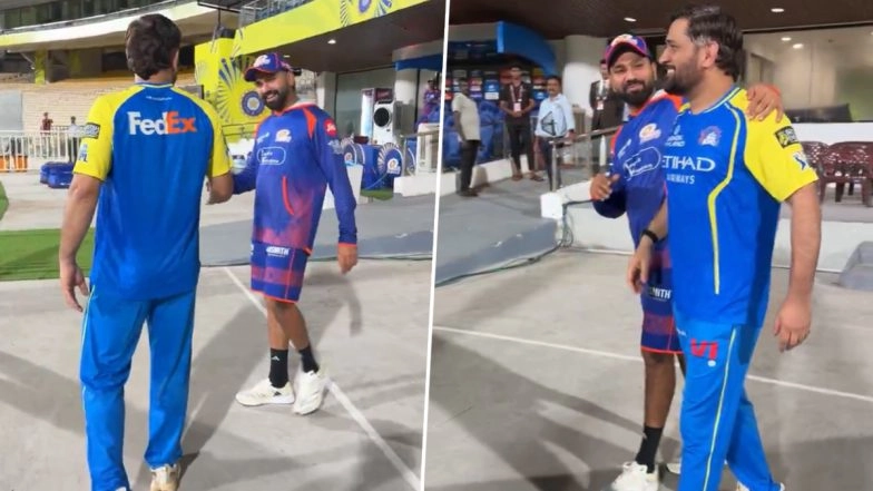 MS Dhoni and Rohit Sharma&rsquo;s Pre-Match Meetup Goes Viral Ahead of CSK vs MI IPL 2026 El Clasico (Watch Video)