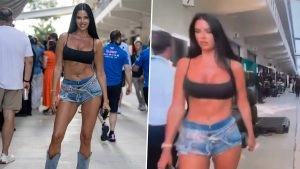 Former Miss Croatia Ivana Knoll Distracts F1 Cameraman at Miami GP; Viral Broadcast ‘Gaffe’ Sparks Hilarious Social Media Reactions (Watch Video)