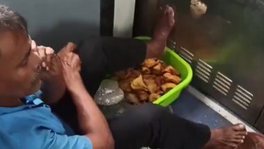 Samosa Vendor Seen Sitting on Train Floor With Feet on Food Tray, Video Goes Viral