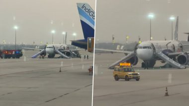 IndiGo Chennai-Bound Flight 6E 6017 Halted After Smoke Spotted During Taxiing at Bengaluru Airport (Watch Video)