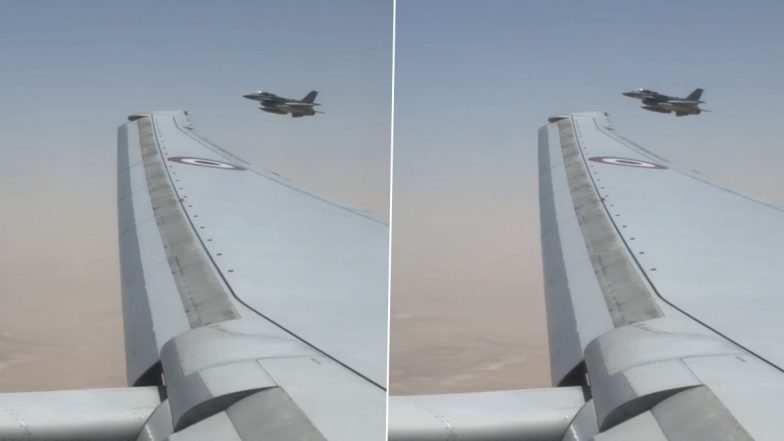 PM Modi UAE Visit: Prime Minister Narendra Modi Receives F-16 Escort As He Arrives on Five-Nation Tour (Watch Video)