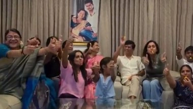 Vijay&rsquo;s Family Blows Whistles in Celebration as TVK Leads on 104 Seats In Tamil Nadu Election (Watch Video)