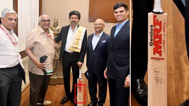 Tamil Nadu CM Vijay Presented With Virat Kohli Signed MRF Cricket Bat by Madras Rubber Factory Delegation