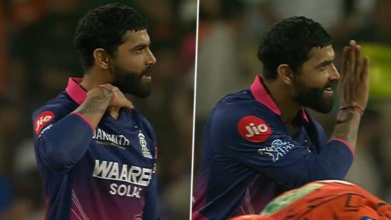 Ravindra Jadeja Performs 'Pushpa' Celebration After Dismissing Nitish Kumar Reddy During SRH vs RR IPL 2026 Eliminator