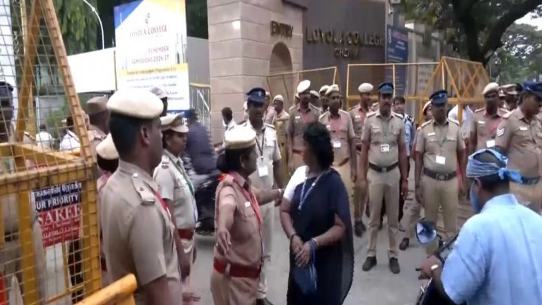 India News | Tamil Nadu Assembly Elections: Multi-tier Security Deployed Outside Chennai's Loyola College Ahead of Vote Count
