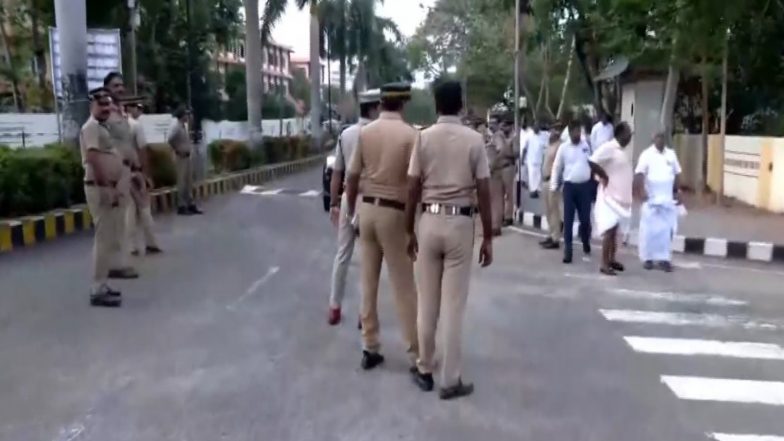 India News | Keralam Assembly Election 2026: Security Tightened Outside Thiruvananthapuram's Mar Ivanios College Ahead of Vote Counting