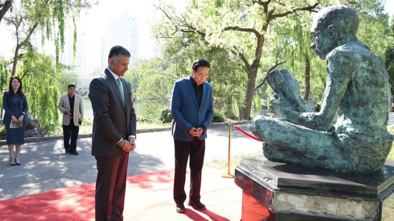 World News | China: Ambassador Vikram Doraiswami Pays Tributes to Mahatma Gandhi